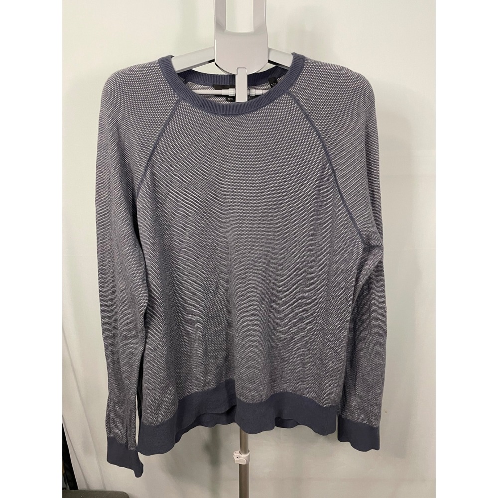 VINCE Men's XL/TG Blue‎ Textured Knit Raglan Crewneck Sweater Wool Blend